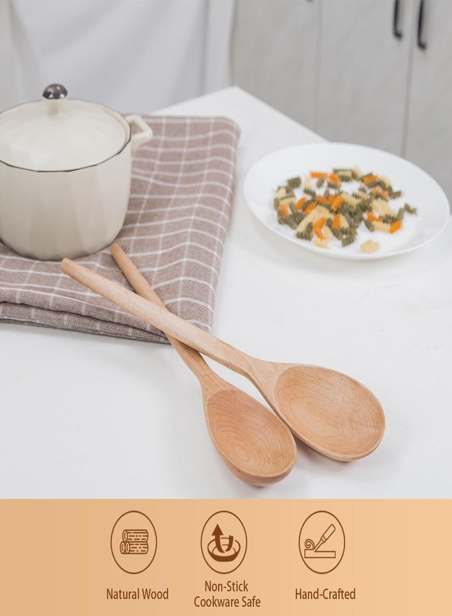 GinSent 2PCS Wooden Cooking Spoons, 14 Inch Maple Wooden Spoons for Cooking or Mixing Salad, Wooden Spoons Cooking for Stirring Sauce Soup Nonstick Spoon Kitchen Serving Utensil Long Handle with Smooth Finish - Image 4
